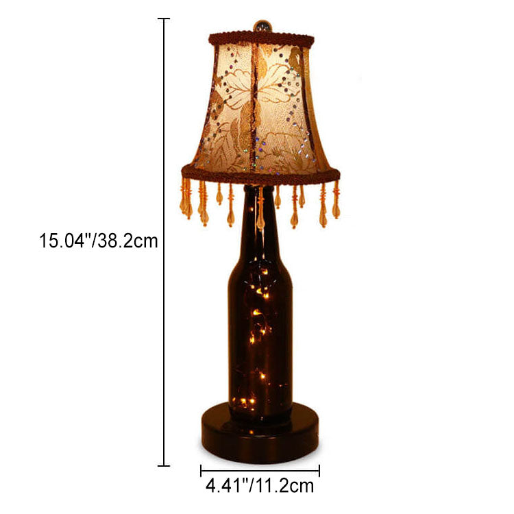Fabric Glass Wine Bottle Table Lamp