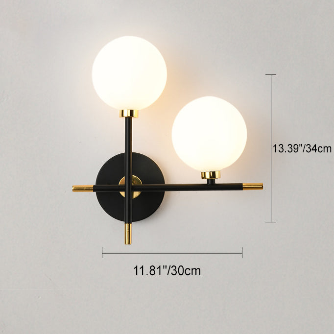 Glass Orb Iron Hallway 2-Light Wall Lamp