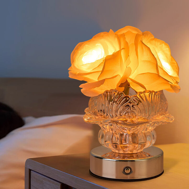 Decorative Rose Metal Glass Table Lamp