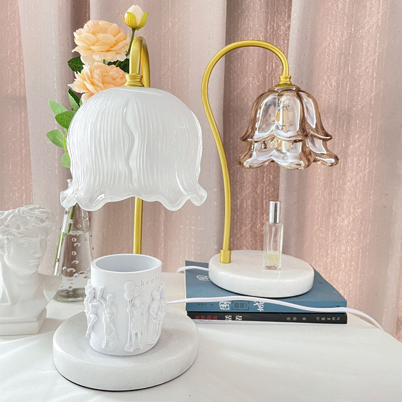 Flower Glass Marble Melting Table Lamp