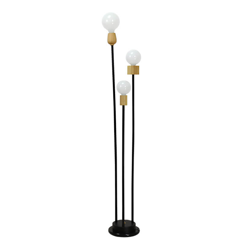 Industrial Retro Iron Black-Finished 3-Light Floor Lamp