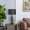 Cylinder Leaf Fabric Resin Table Lamp