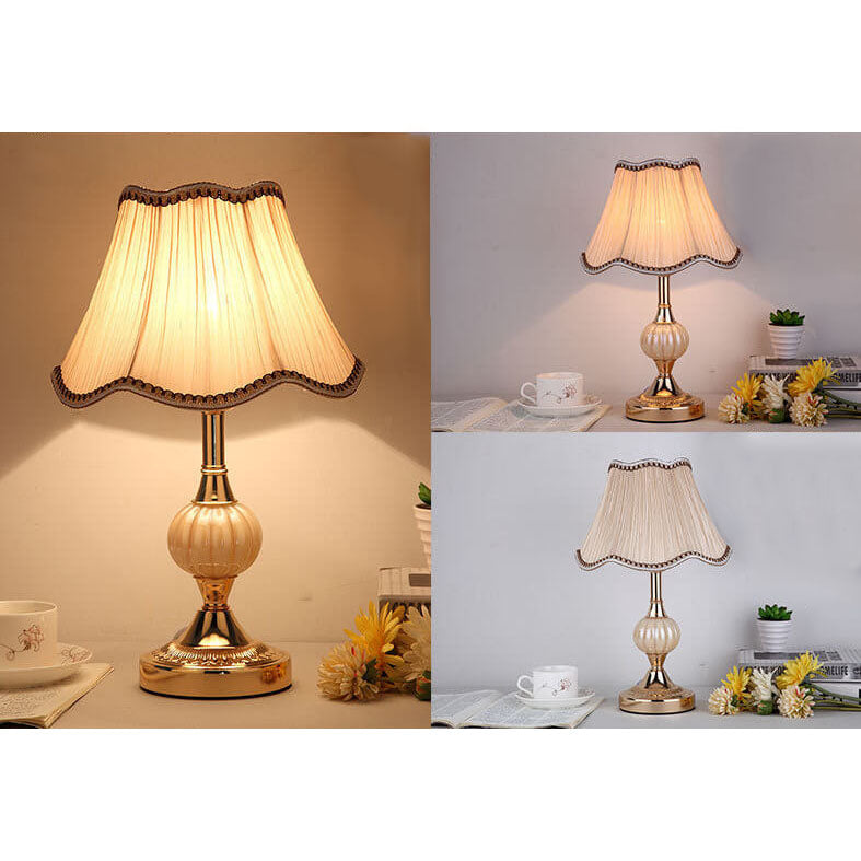 Floral Glass Fabric Table Lamp
