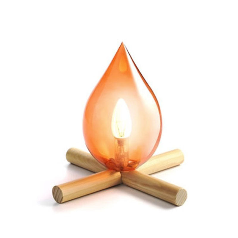 Fire Wood Glass Living Table Lamp