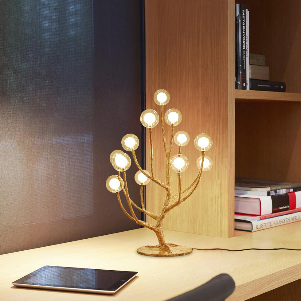 Branch Polymer Metal Glass 8-Light Table Lamp