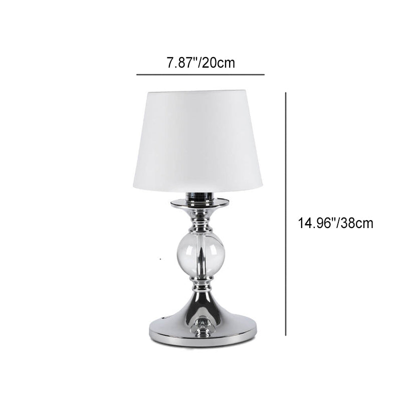 European-style White Fabric Chrome Table Lamp