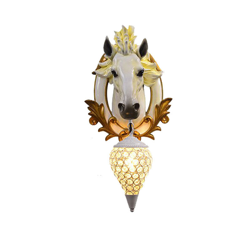 Eclectic Resin Horse Head Wall Lamp