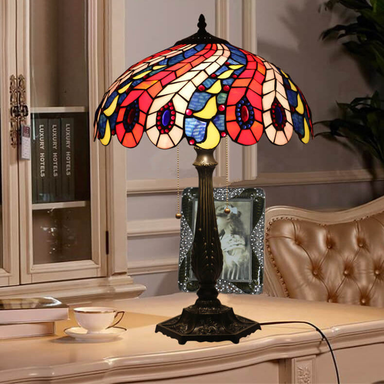 Peacock Tail Feather Pattern Table Lamp