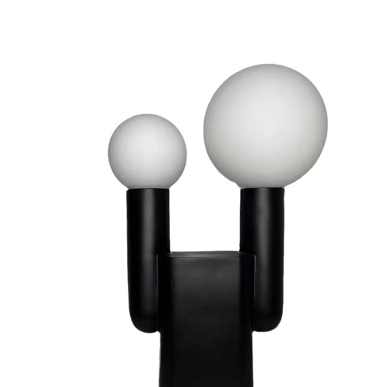 Resin Glass Ball Cylinder 2-Light Table Lamp