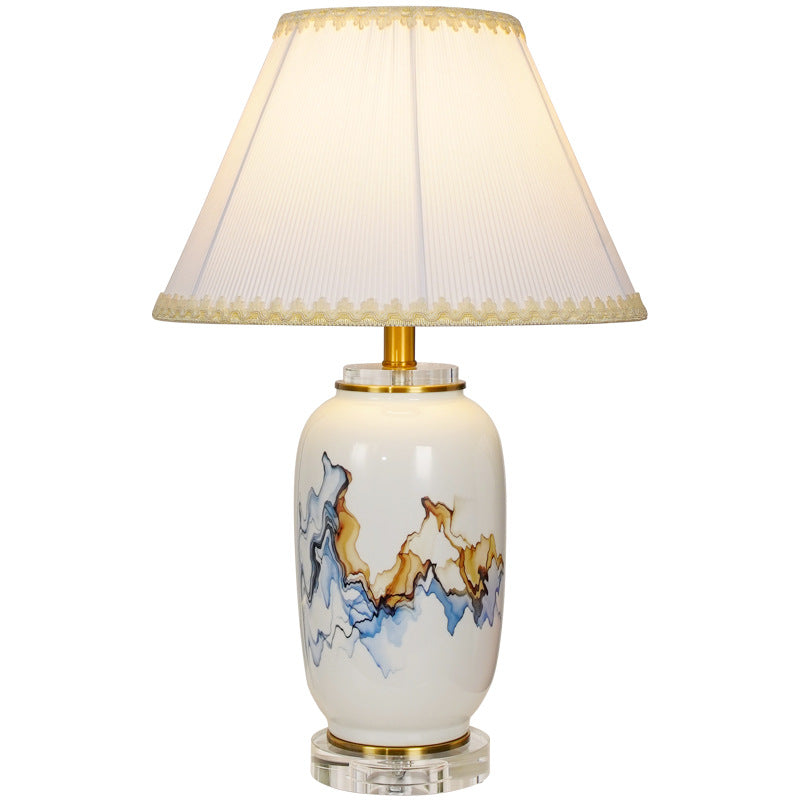 Ceramic Oval Jar Fabric Table Lamp