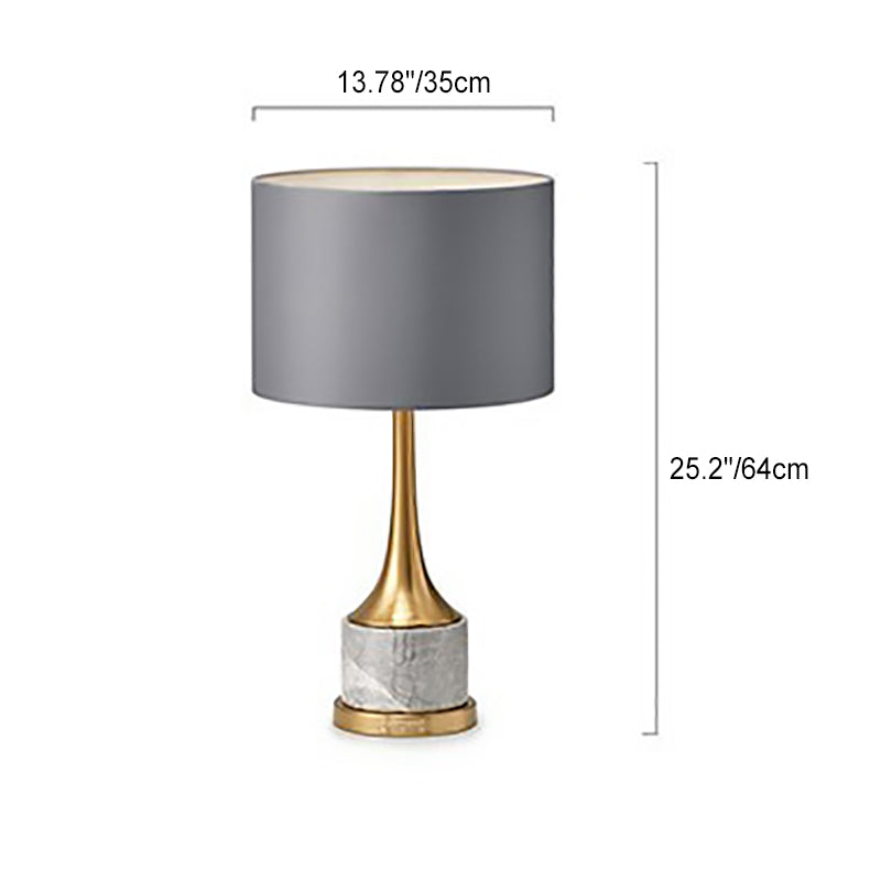 Marble Cylinder Bedroom Table Lamp