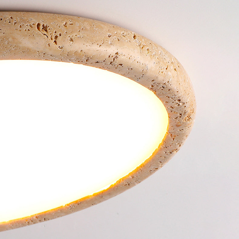 Round Yellow Travertine Acrylic Wall Lamp
