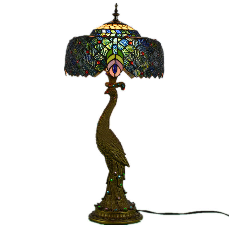 Peacock Gem Dome Glass Table Lamp