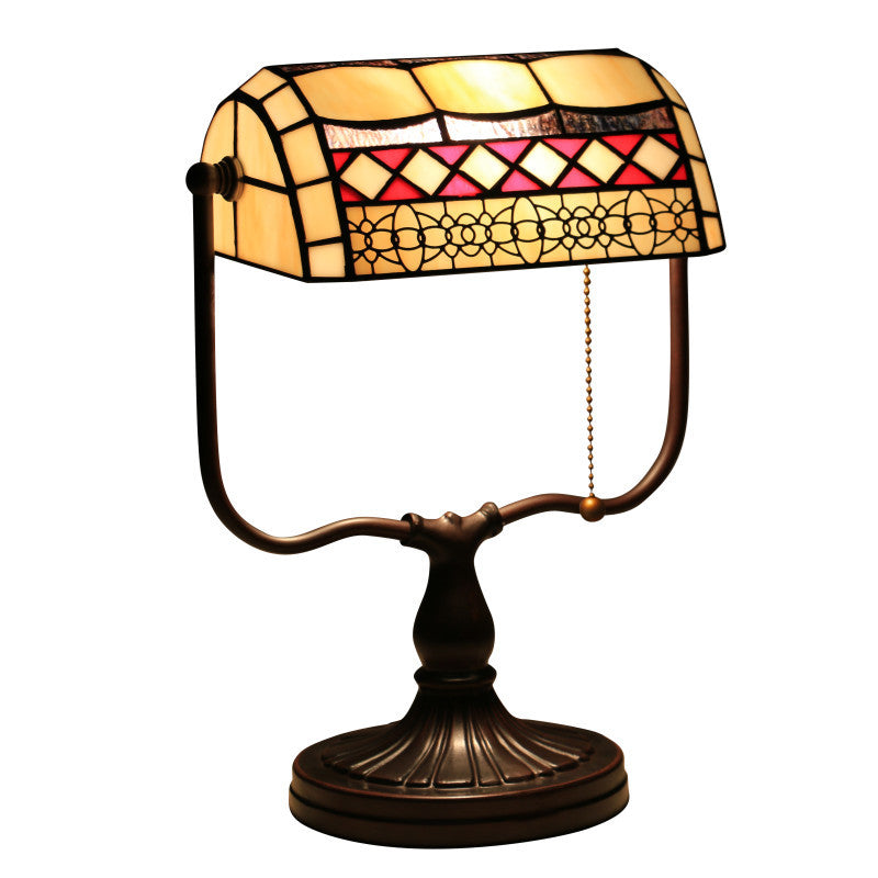 Geometric Stained Glass Bank Table Lamp