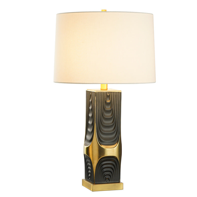 Plated Ceramic Column Fabric Table Lamp