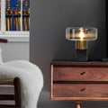 Glass Cylindrical Iron Marble Table Lamp