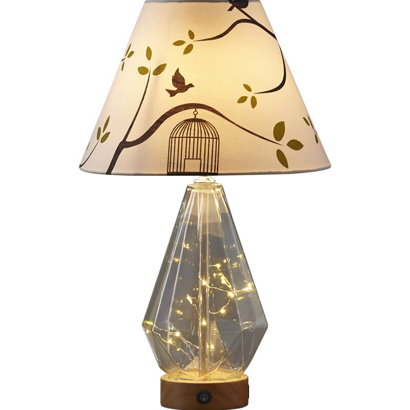 Fabric Glass Rhombus Table Lamp