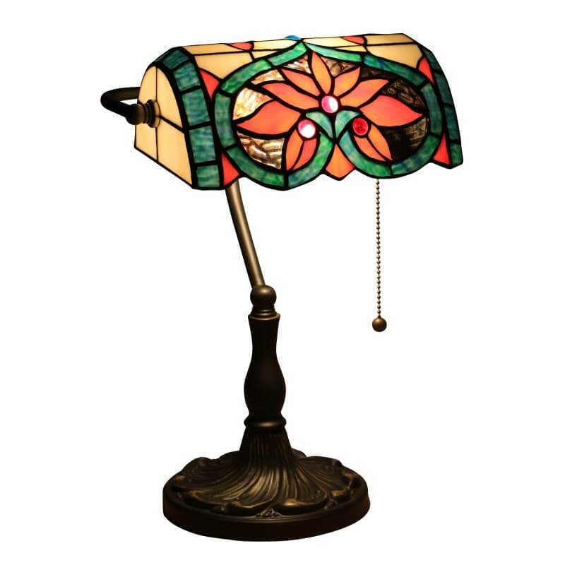 Floral Peach Heart Stained Table Lamp