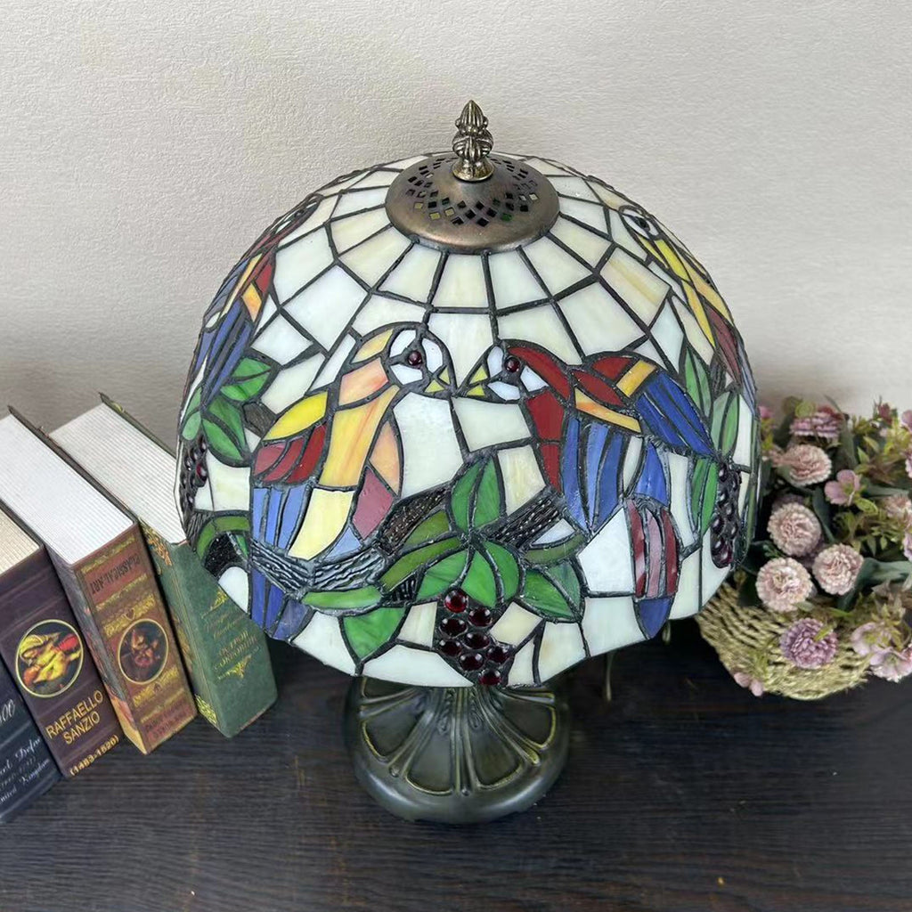 Metal Glass Dome Grape Table Lamp
