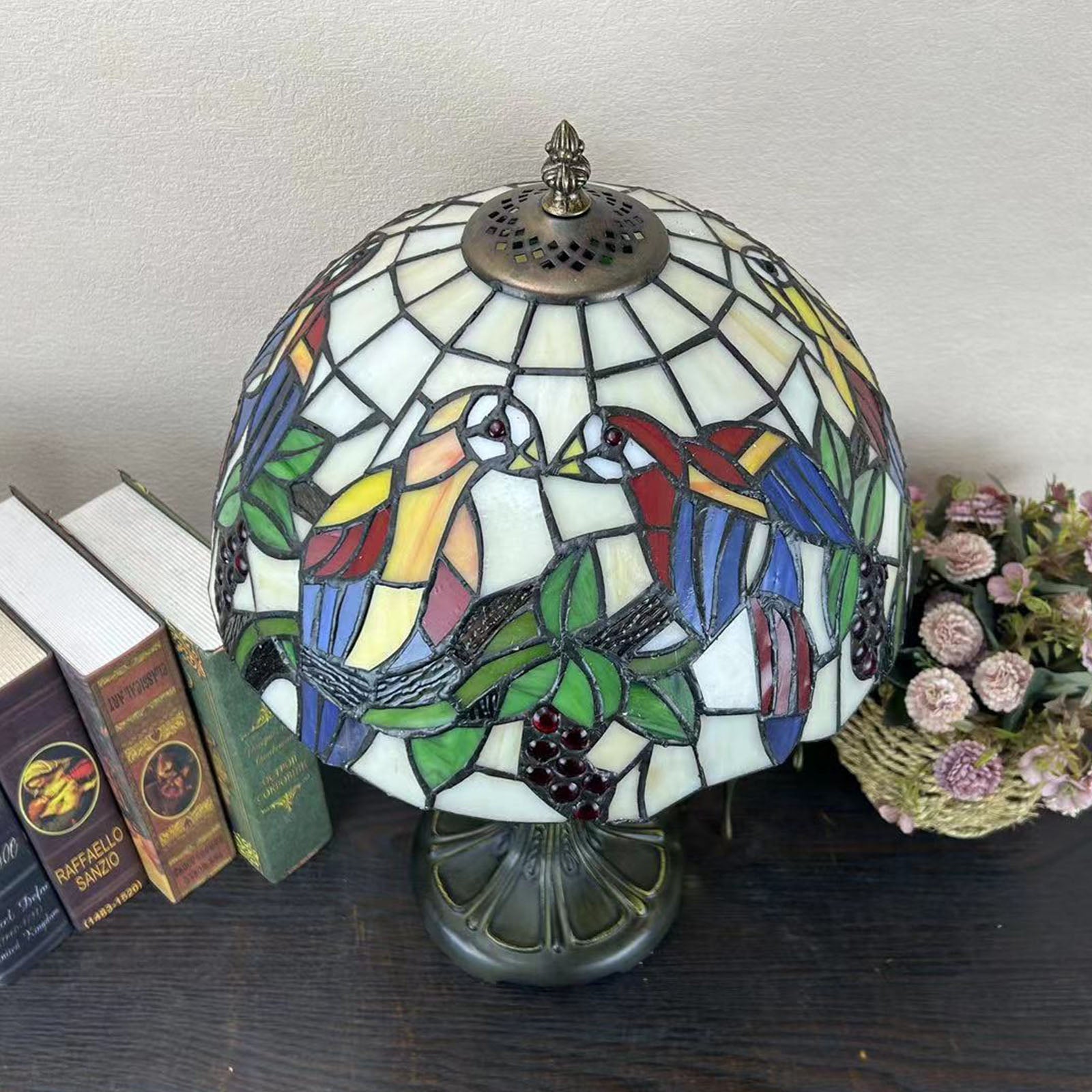 Metal Glass Dome Grape Table Lamp