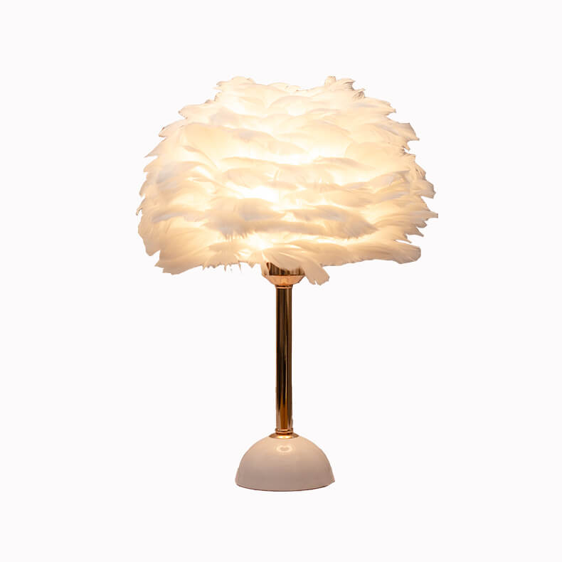 Feather Iron Round Gold Table Lamp