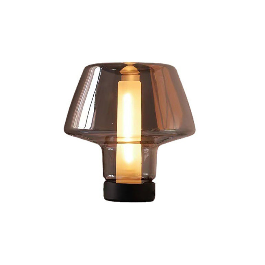 Round Glass Metal Bedroom Table Lamp