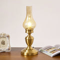 All Brass Wooden Glass Table Lamp