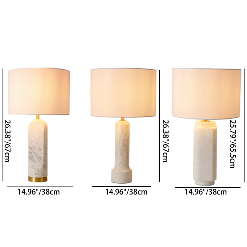 Cylindrical Rectangular Column Marble Table Lamp