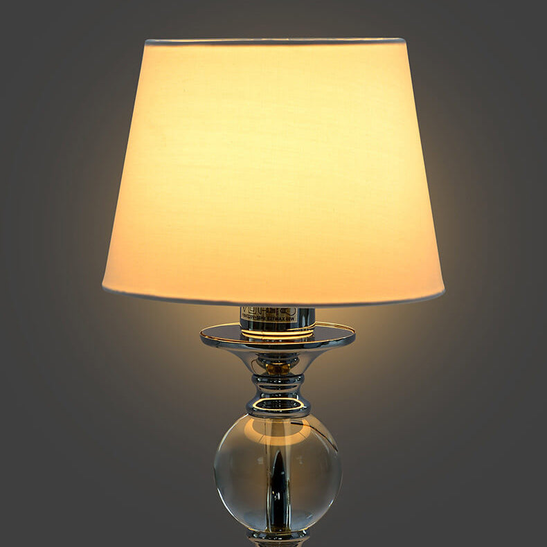 European-style White Fabric Chrome Table Lamp