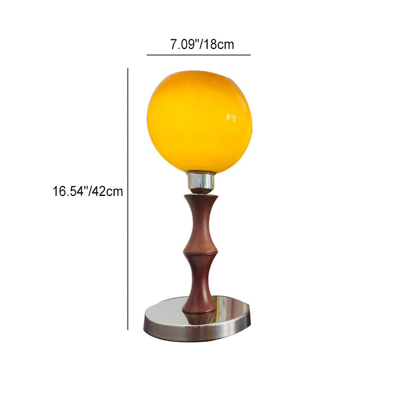 Spherical Glass Wood Table Lamp