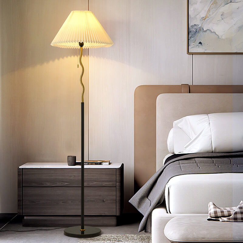 Pleated Cone Marble Floor Lamp
