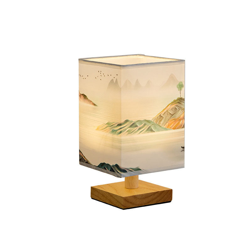 Fabric Square Bedroom Table Lamp