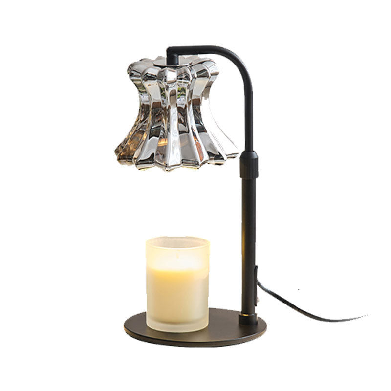 Floral Round Iron Glass Table Lamp