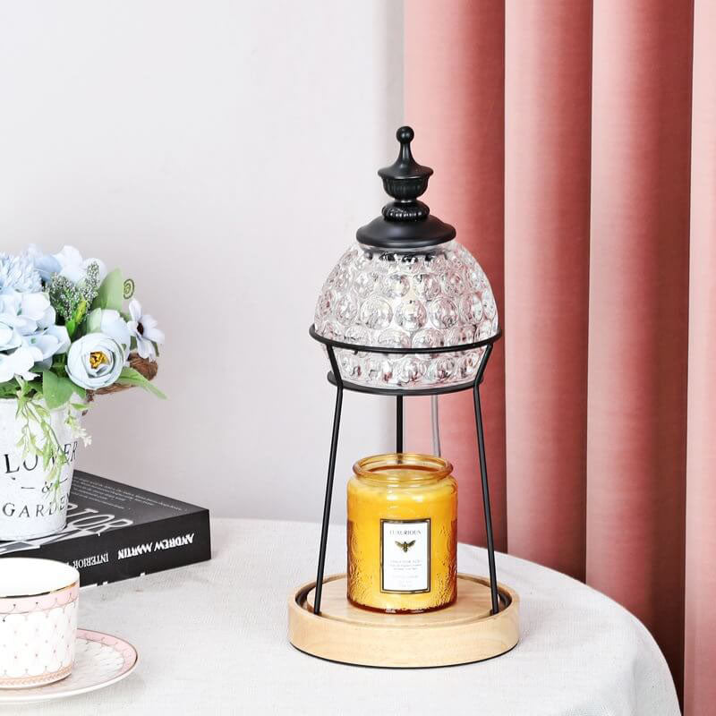 Wooden Crystal Melting Wax 2-Light Table Lamp