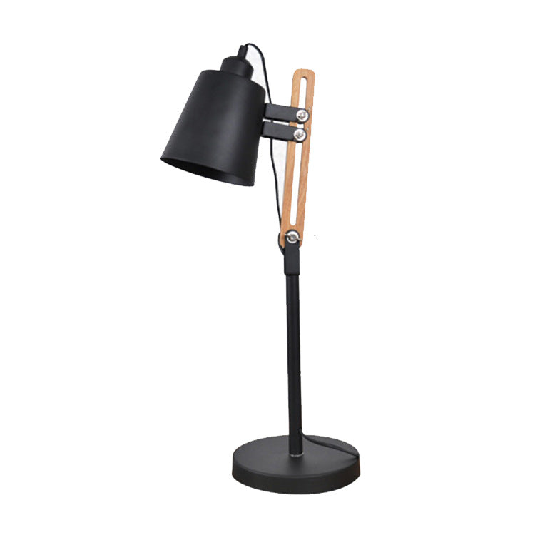 Cylinder Iron Wood Rotatable Table Lamp