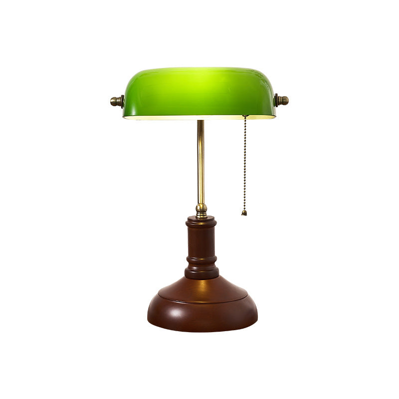Solid Wood Glass Bank Table Lamp