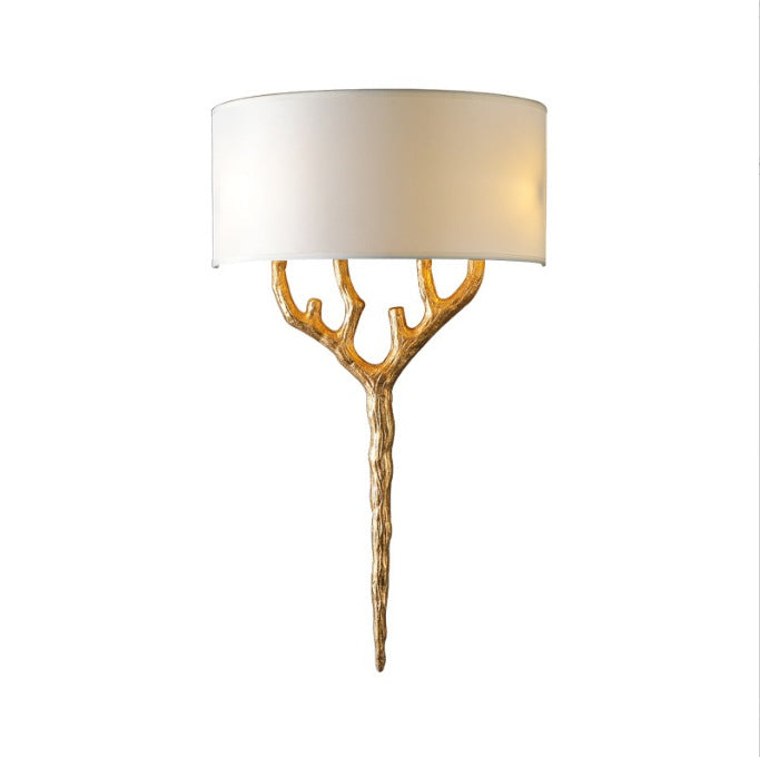 Europe Fabric Brass Branches 2-Light Wall Lamp