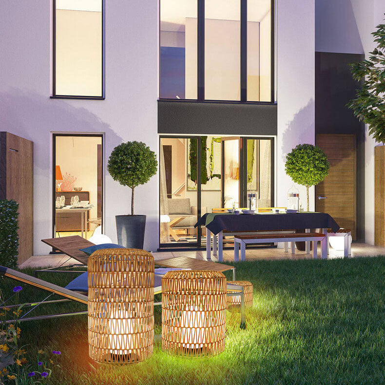Rattan Column Lawn Outdoor Light