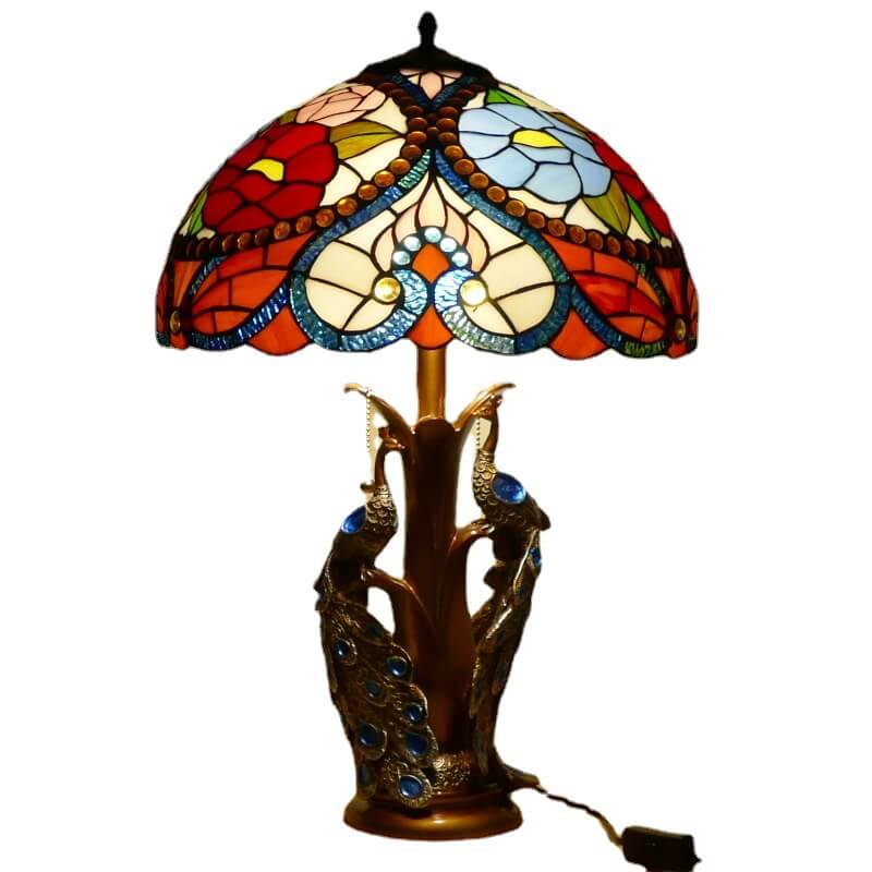 Stained Glass Resin Dome 2-Light Table Lamp