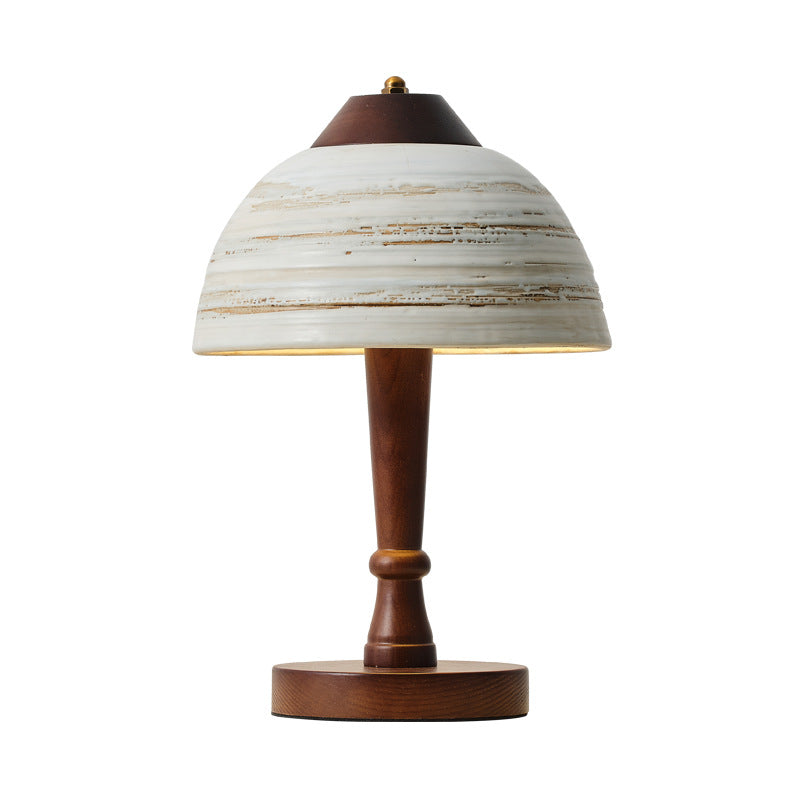 Solid Wood Ceramic Dome Table Lamp