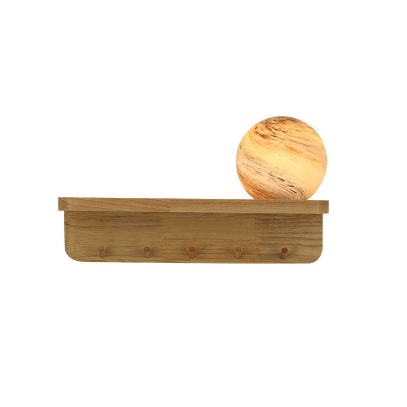 Oak Glass Planet Wall Lamp