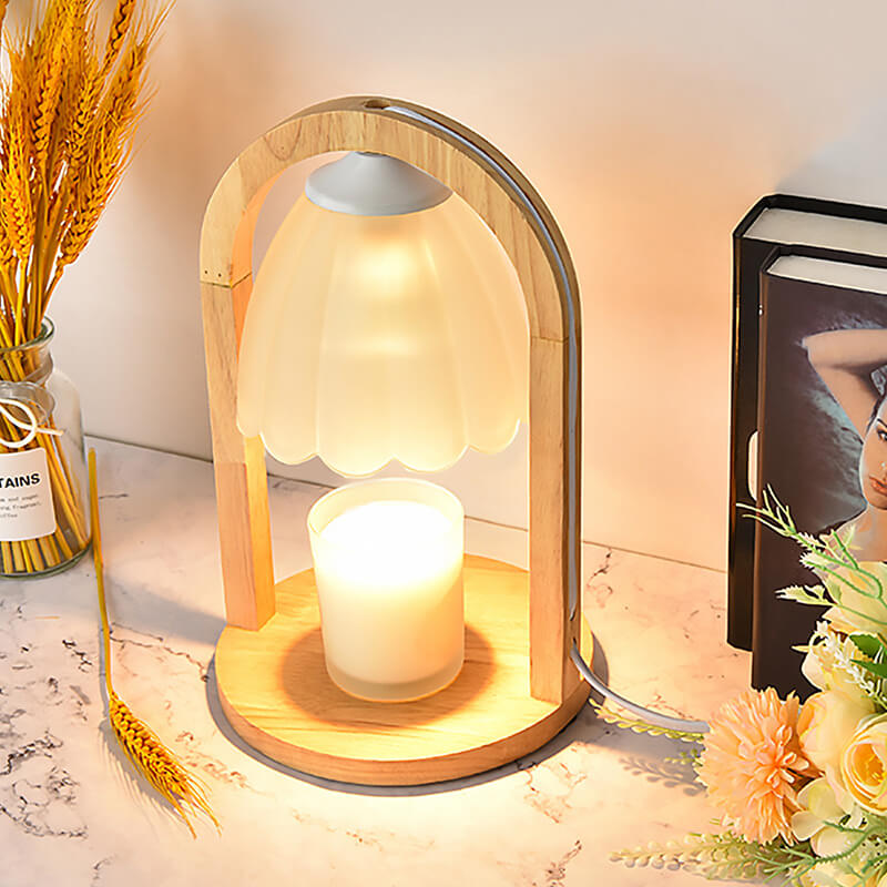 Wood Ring Glass Dimmer Table Lamp