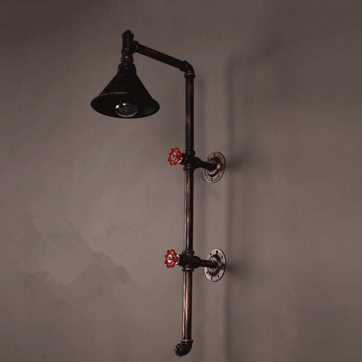 Iron Water Pipe Faucet Wall Lamp
