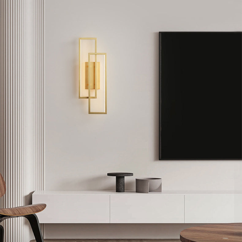 All Copper Rectangular Geometric Wall Lamp