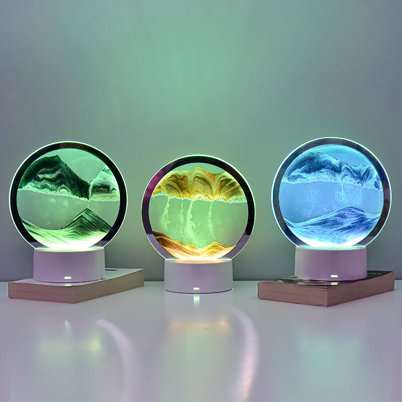 Round Hourglass Quicksand 3D Table Lamp