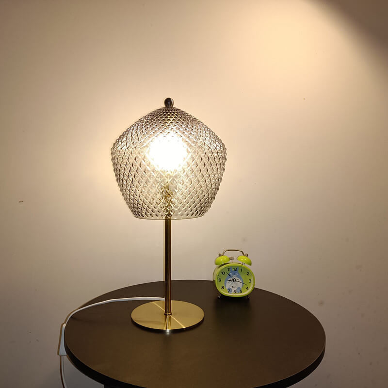 Smoke Gray Glass Metal Table Lamp
