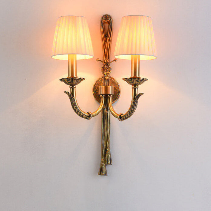 Floral Round Candle Holder 2-Light Wall Lamp