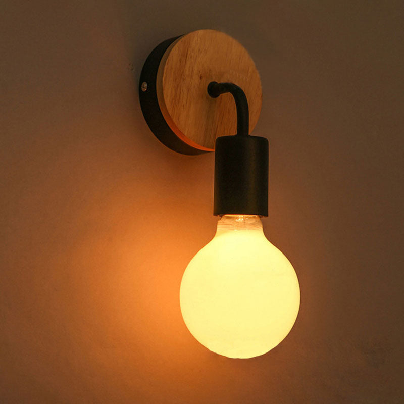 Bent Wood Iron Bedroom Wall Lamp