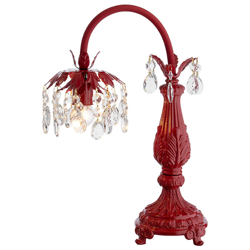 Crystal Beaded Iron Carved Table Lamp
