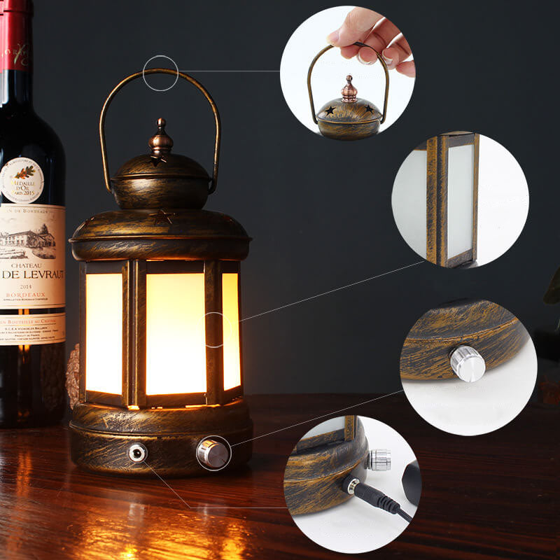 Iron Kerosene Lantern Decorative Table Lamp